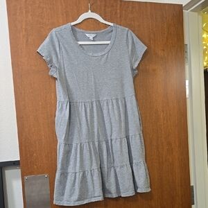 Gray Tiered T-Shirt Dress